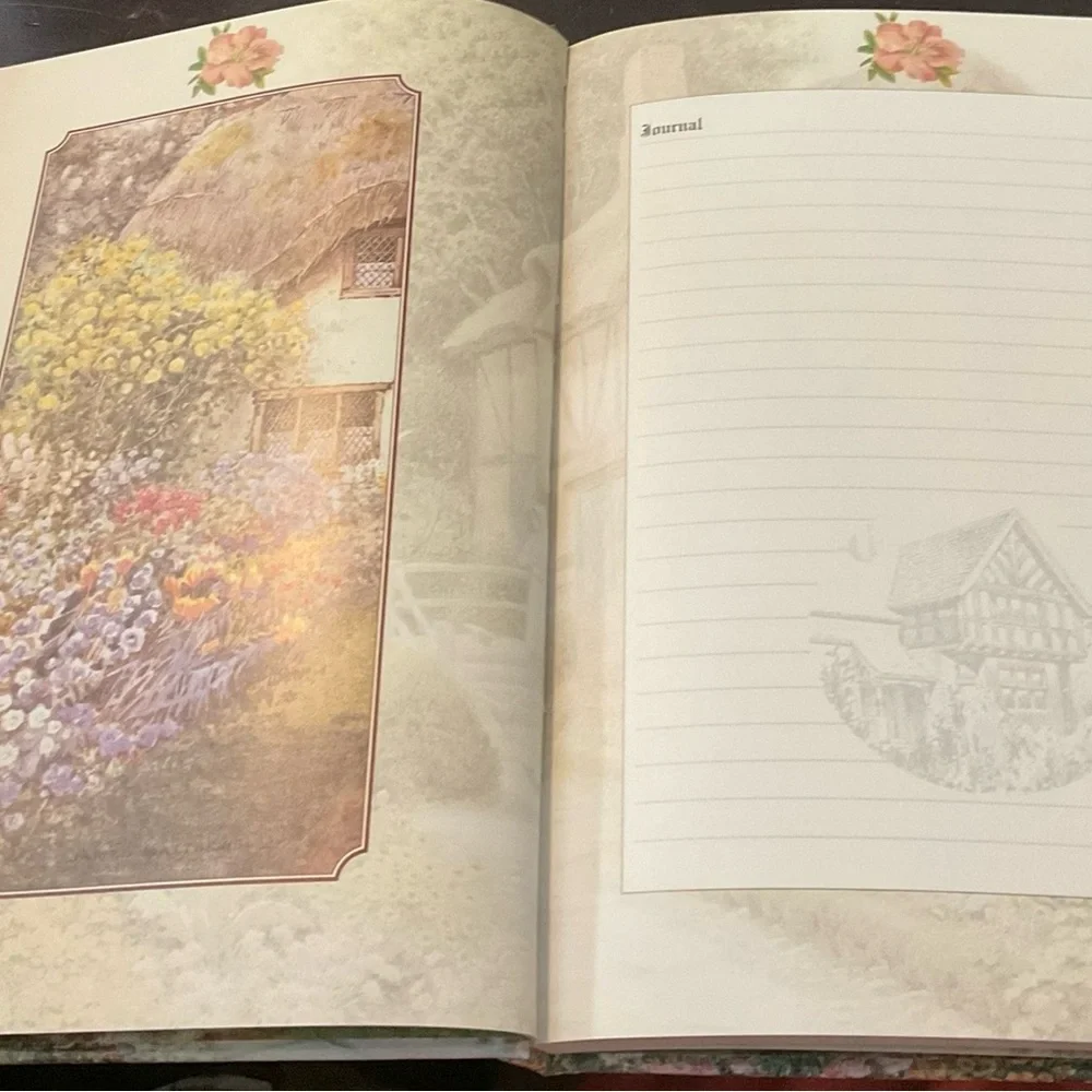 Beautiful Floral Journal with Hand Crafted Beaded Pen. Country Cottage Themed